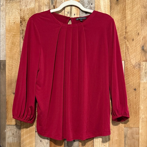 Adrianna Papell Red Pleated Blouse - Picture 1 of 1